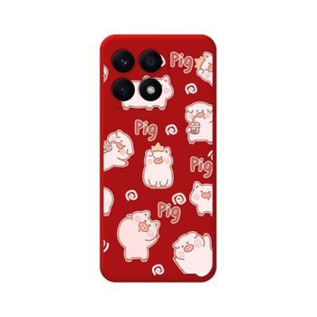 Funda Silicona Líquida Roja Huawei Honor X8a Diseño Cerdos Dibujos