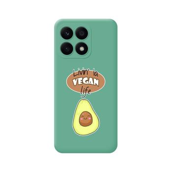 Funda Silicona Líquida Verde Huawei Honor X8a Diseño Vegan Life Dibujos