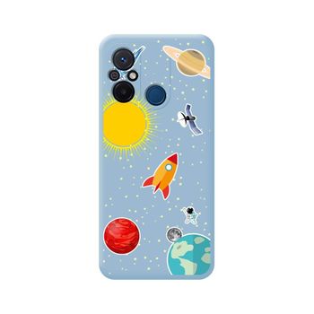 Funda Silicona Líquida Azul Xiaomi Redmi 12c Diseño Espacio Dibujos