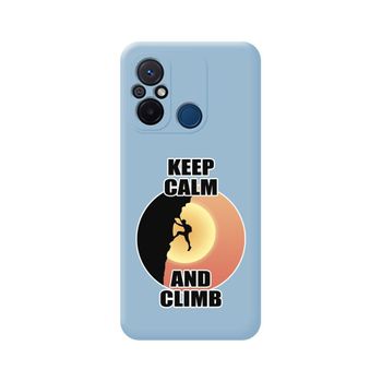 Funda Silicona Líquida Azul Xiaomi Redmi 12c Diseño Hombre Escalada Dibujos