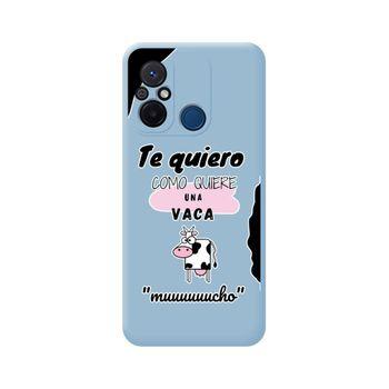 Funda Silicona Líquida Azul Xiaomi Redmi 12c Diseño Vaca Dibujos