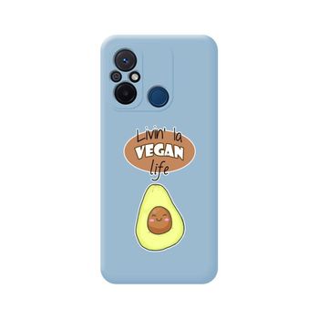 Funda Silicona Líquida Azul Xiaomi Redmi 12c Diseño Vegan Life Dibujos