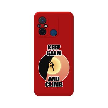 Funda Silicona Líquida Roja Xiaomi Redmi 12c Diseño Hombre Escalada Dibujos