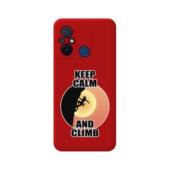 Funda Silicona Líquida Roja Xiaomi Redmi 12c Diseño Mujer Escalada Dibujos