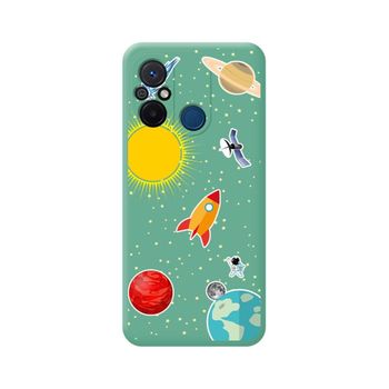 Funda Silicona Líquida Verde Xiaomi Redmi 12c Diseño Espacio Dibujos