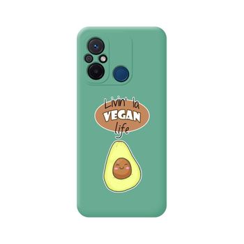 Funda Silicona Líquida Verde Xiaomi Redmi 12c Diseño Vegan Life Dibujos