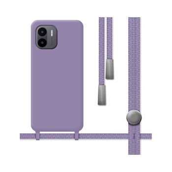 Funda Silicona Líquida Con Cordón Xiaomi Redmi A2 Color Morada