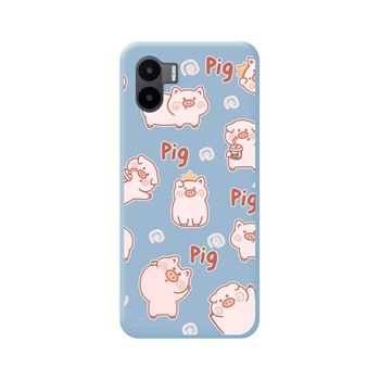 Funda Silicona Líquida Azul Xiaomi Redmi A2 Diseño Cerdos Dibujos