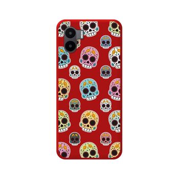 Funda Silicona Líquida Roja Xiaomi Redmi A2 Diseño Catrina Dibujos