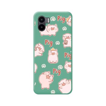 Funda Silicona Líquida Verde Xiaomi Redmi A2 Diseño Cerdos Dibujos