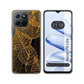 Funda Silicona Transparente Para Huawei Honor 70 Lite 5g Diseño Hojas Dibujos