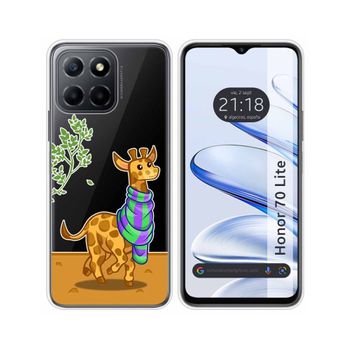 Funda Silicona Transparente Para Huawei Honor 70 Lite 5g Diseño Jirafa Dibujos