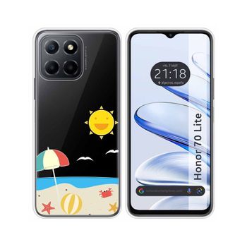 Funda Silicona Transparente Para Huawei Honor 70 Lite 5g Diseño Playa Dibujos