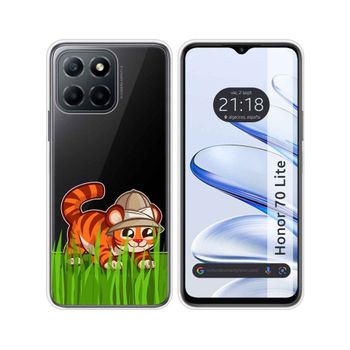 Funda Silicona Transparente Para Huawei Honor 70 Lite 5g Diseño Tigre Dibujos