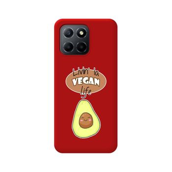 Funda Silicona Líquida Roja Para Huawei Honor 70 Lite 5g Diseño Vegan Life Dibujos