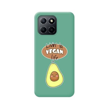 Funda Silicona Líquida Verde Para Huawei Honor 70 Lite 5g Diseño Vegan Life Dibujos