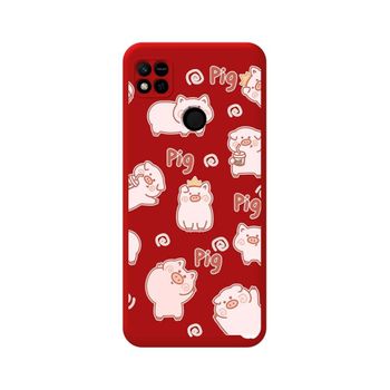 Funda Silicona Líquida Roja Para Xiaomi Redmi 10a Diseño Cerdos Dibujos