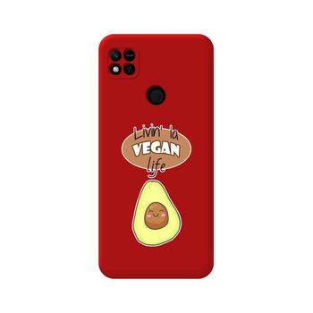 Funda Silicona Líquida Roja Para Xiaomi Redmi 10a Diseño Vegan Life Dibujos