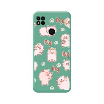 Funda Silicona Líquida Verde Para Xiaomi Redmi 10a Diseño Cerdos Dibujos