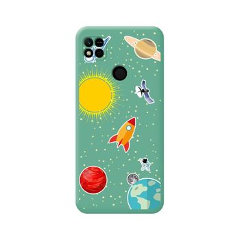 Funda Silicona Líquida Verde Para Xiaomi Redmi 10a Diseño Espacio Dibujos