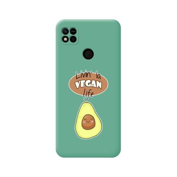 Funda Silicona Líquida Verde Para Xiaomi Redmi 10a Diseño Vegan Life Dibujos