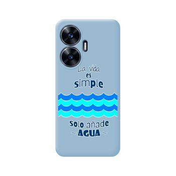 Funda Silicona Líquida Azul Para Realme C55 Diseño Agua Dibujos