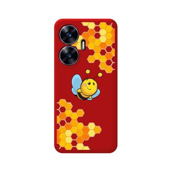 Funda Silicona Líquida Roja Para Realme C55 Diseño Abeja Dibujos