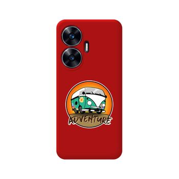 Funda Silicona Líquida Roja Para Realme C55 Diseño Adventure Dibujos