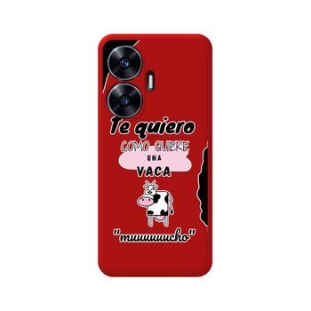 Funda Silicona Líquida Roja Para Realme C55 Diseño Vaca Dibujos