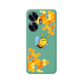 Funda Silicona Líquida Verde Para Realme C55 Diseño Abeja Dibujos