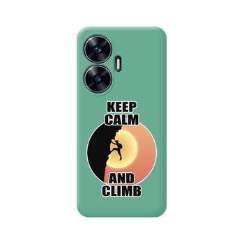 Funda Silicona Líquida Verde Para Realme C55 Diseño Hombre Escalada Dibujos