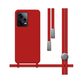 Funda Silicona Líquida Con Cordón Para Xiaomi Poco X5 Pro 5g Color Roja