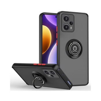 Funda Mate Con Borde Negro Y Anillo Giratorio 360 Para Xiaomi Poco F5 5g