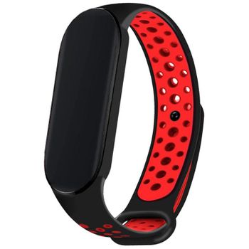 Correa Cool Para Xiaomi Mi Band 5 / 6 / 7 / Amazfit Band 5 Sport Negro-rojo