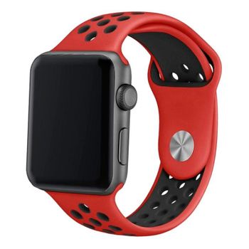 Correa Cool Para Apple Watch Series 1 / 2 / 3 / 4 / 5 / 6 / 7 / Se (42 / 44 / 45 Mm) Sport Rojo-negro