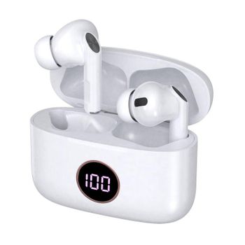 Auriculares Stereo Bluetooth Dual Pod Earbuds Lcd Cool Air Pro Blanco