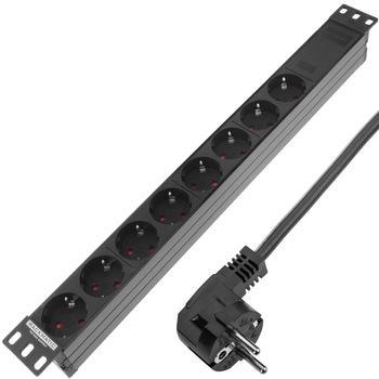 Rackmatic - Regleta De Enchufes Para Armario Rack 19" 1u Con 8 Schuko Re08100