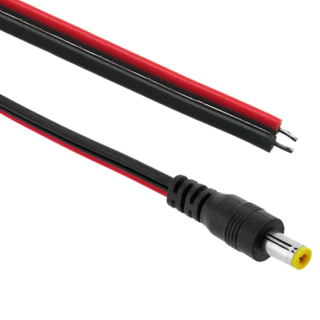 Bematik - Cable De Alimentación Dc Jack 5.5x2.1mm 22awg Macho A Bornes De 30cm Con Interior Amarillo Ab03400