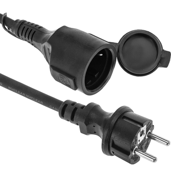 Bematik - Prolongador De Cable Eléctrico Schuko Macho A Hembra De 2 M Negro Ip44 Cg00100