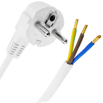 Bematik - Cable De Alimentación Eléctrico H05vv-f 3 Metros De Enchufe Schuko A Bornes 3x1.50mm² Blanco Fe03200