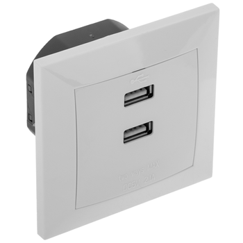 Bematik - Base De Enchufe 2 X Usb A Hembra 80x80mm Para Empotrar Ia08100