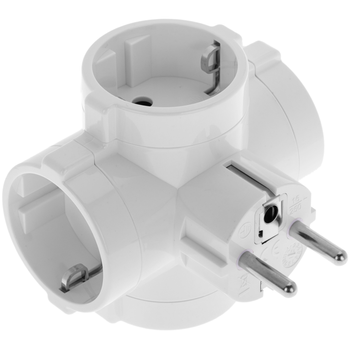 BeMatik - Multiplicador Adaptador de Clavija Enchufe schuko Triple Blanco  con Interruptor