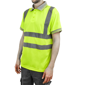 Primematik - Camiseta Tipo Polo De Manga Corta Reflectante Amarillo Para Seguridad Laboral De Talla M Ii00500