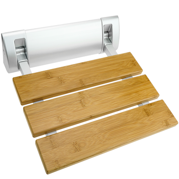 Primematik - Asiento De Ducha Abatible. Silla Plegable Para Ancianos De Madera Bambú Y Aluminio 320x328mm Kd08200