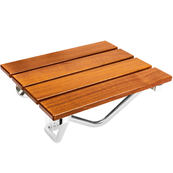 Primematik - Asiento De Ducha Abatible. Silla Plegable Para Ancianos De Madera Tropical Y Aluminio 380x338mm Kd08300