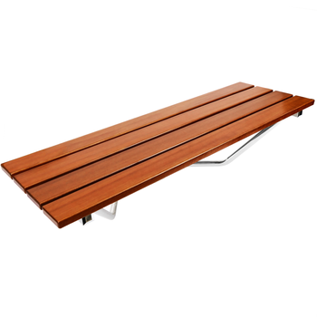 Primematik - Asiento De Ducha Abatible. Silla Plegable Para Ancianos De Madera Tropical Y Aluminio 900x338mm Kd08400