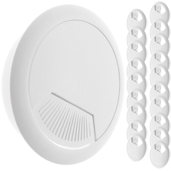 Bematik - Lote De 20 Pasacables Redondo Para Encastrar En Mesa De Color Blanco Y Diámetro 53 Mm Ke09100