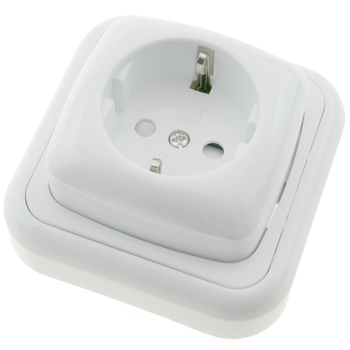 Bematik - Base De Enchufe Schuko De Superficie Con Marco 80x80mm De Color Blanco Me04400