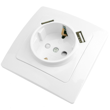 Bematik - Base De Enchufe Schuko Con Usb 2 X A Hembra 80x80mm Lille Para Empotrar Blanco Me08000