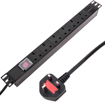 Rackmatic - Regleta De Enchufes Para Armario Rack 19" 1u Con 6 Uk Bs-1363 Con Interruptor Re08500